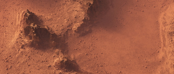Rough rocky mars landscape from above.