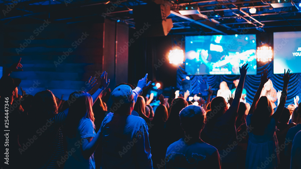 Wall mural crowd of people at worship concert - Wall murals