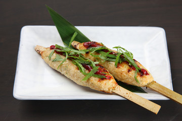 Japanese chicken meatloaf skewers