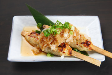 Japanese chicken meatloaf skewers