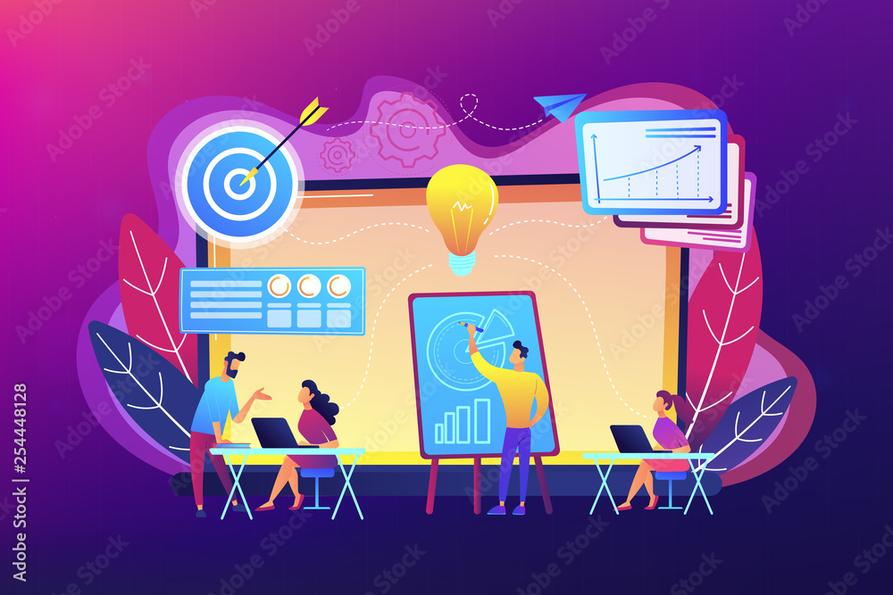 Poster business incubator concept vector illustration.