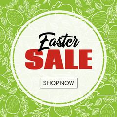 Easter sale banner. Vector template with frame