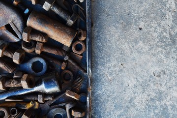 many rust steel on cement ground