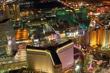 LAS VEGAS - JUNE 30, 2018: City view from helicopter at night. The city is the most famous world gambling destination © jovannig
