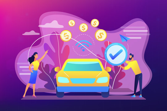 In vehicle payments concept vector illustration.