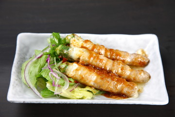 Pork okura cheese rolls