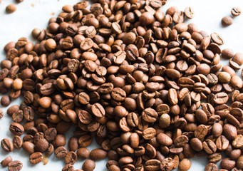 Coffee beans on a white background