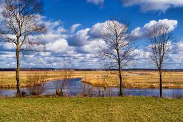 Rzeka Supraśl i Narew. Złotoria nad Narwią. Wiosna w dolinie Narwi i Supraśli. Podlasie, Polska © podlaski49