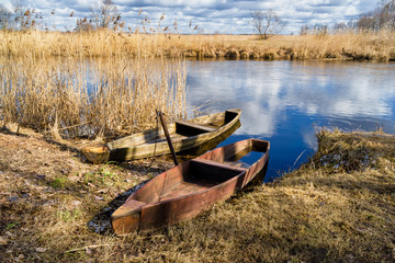 Rzeka Supraśl i Narew. Złotoria nad Narwią. Wiosna w dolinie Narwi i Supraśli. Podlasie, Polska © podlaski49