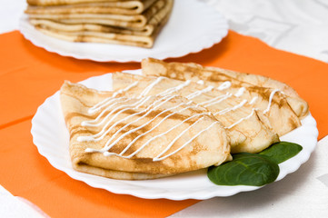a stack of Russian pancakes