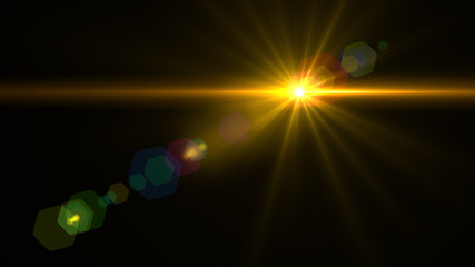 Lens Flare light over Black Background. Easy to add overlay or screen filter over Photos	