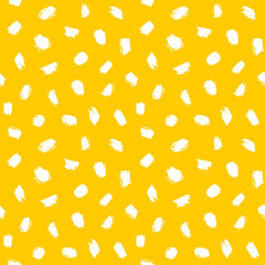 Hand drawn yellow color paint brush seamless pattern. Abstract fabric background