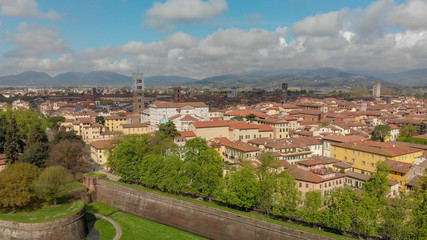 Aerial view of Lucca cityscape, Tuscany - Italy