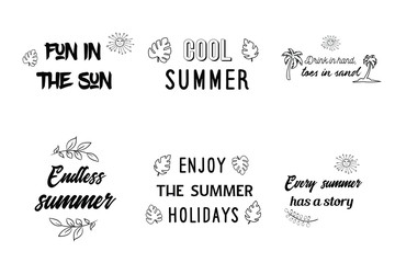 Summer Holidays, travel, vacation. Calligraphy saying for print. Vector Quotes for typography and Social media post