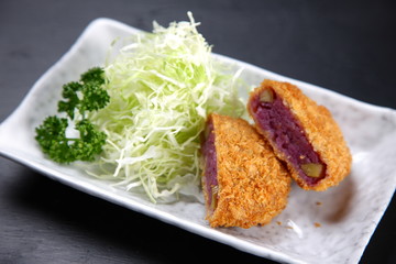 Purple sweet potato croquette