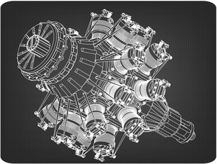 Radial engine on a gray