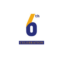 6 th Anniversary Celebration Orange Blue Vector Template Design Illustration © Tobrono