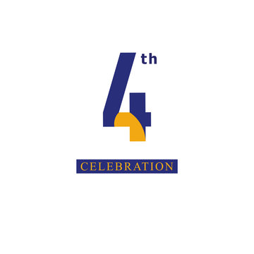 4 th Anniversary Celebration Orange Blue Vector Template Design Illustration