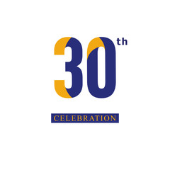 30 th Anniversary Celebration Orange Blue Vector Template Design Illustration
