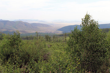 beautiful scenic clouds on mountain landscape Sayany
