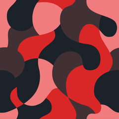 Camo seamless pattern. Urban, red and black military camouflages. Vector background, fabric textile print designs for Army Clothing.