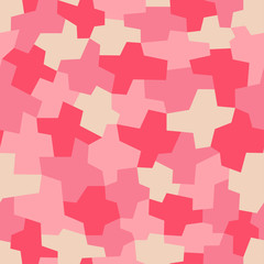 Fashionable camouflage pattern. Military fabric design. Seamless  background, masking clothing, camo repeat print. Red and pink color. Vector wallpaper.