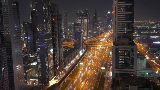 Establishing Shot of High Rise Skyscrapers Office Towers in Business District