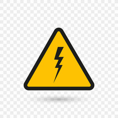 Danger symbol. Triangle on transparent background. Warning sign High voltage, danger. Vector illustration