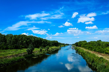 Blue sky above the river