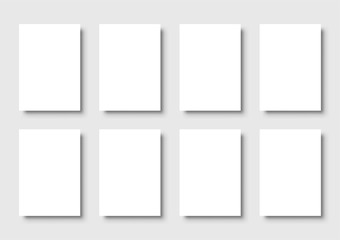 Empty white poster. Paper blank template. Vector illustration.