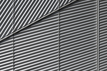 Special gray facade made of corrugated sheet metal background, Modern wall of sheet metal house, Background photo texture - 254460168