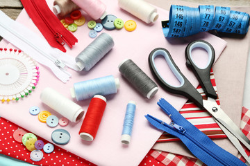 Colored threads with sewing accessories