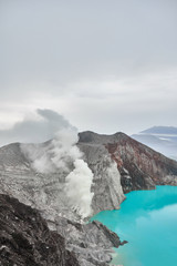 Crater of the volcano Ijen.