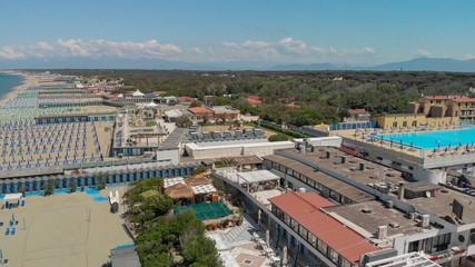 Tirrenia, Pisa. Aerial view of beautiful coastline in summer season