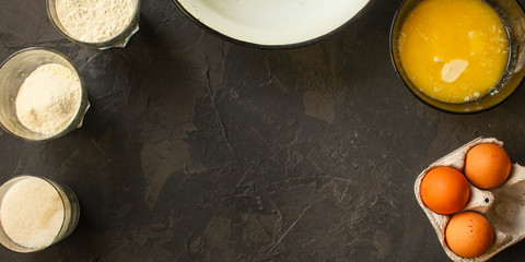 raw eggs, cooking process (ingredients). food background. copy space