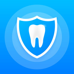 Teeth with shield icon design. Dental care concept. Teeth icon dentist. Healthy Teeth. Human Teeth. Vector illustration.