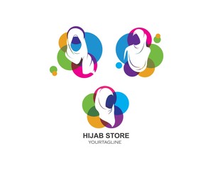 hijab logo vector,culture of woman muslim fashion