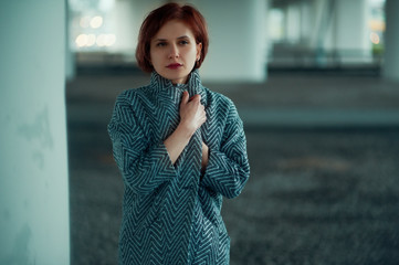 portrait of young woman in the city