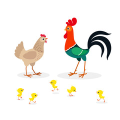 Illustration of brown chicken family isolated on white background