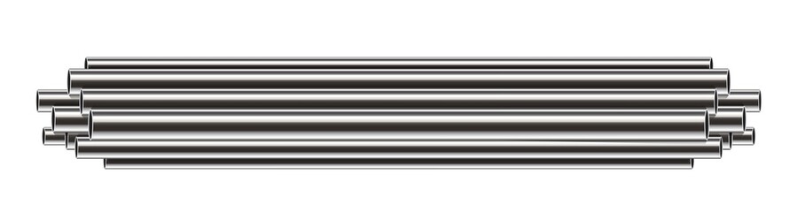 Obraz premium Creative vector illustration of steel, aluminum, copper, metal pipes, profile stack of tube, pvc isolated on transparent background. Art design industrial template. Abstract concept graphic element