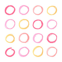 Abstract round frames pastel pink and gold colors