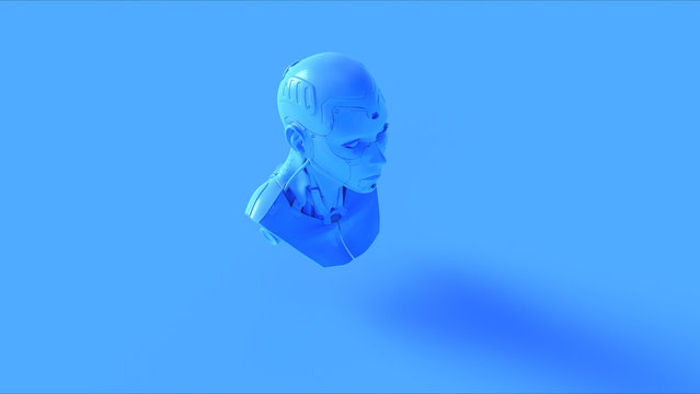 Blue Cyborg Bust 3d illustration 3d render