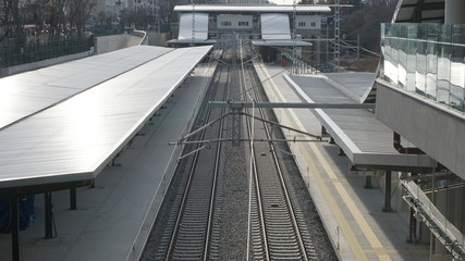 İSTANBUL, TURKEY - MARCH 11 , 2019: View of Bakırkoy's Main Train Station  (Gebze-Halkalı Commuter Line )
