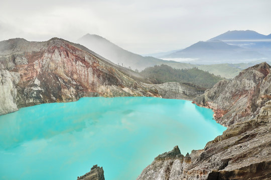 Crater of the volcano Ijen.