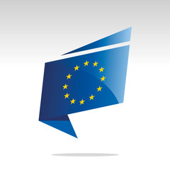 New abstract EU flag origami logo icon button label vector