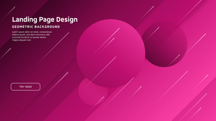 Minimal geometric background. Landing page design template. Dynamic shapes composition. EPS10 vector