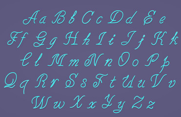Neon tube hand drawn alphabet font.