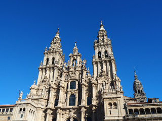 Fototapeta na wymiar View of the Cathedral in Santiago de Compostela, Galicia, Spain. It is a place of pilgrimage on the Way of Saint James.