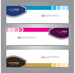 Fototapeta premium Vector abstract web banner design template. Collection of web banner template. Abstract geometric web design banner template isolated on grey background. Header - landing page Web Design Elements 