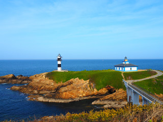Fototapeta na wymiar View of the lighthouse of Illa Pancha in Ribadeo, Lugo, Galicia - Spain